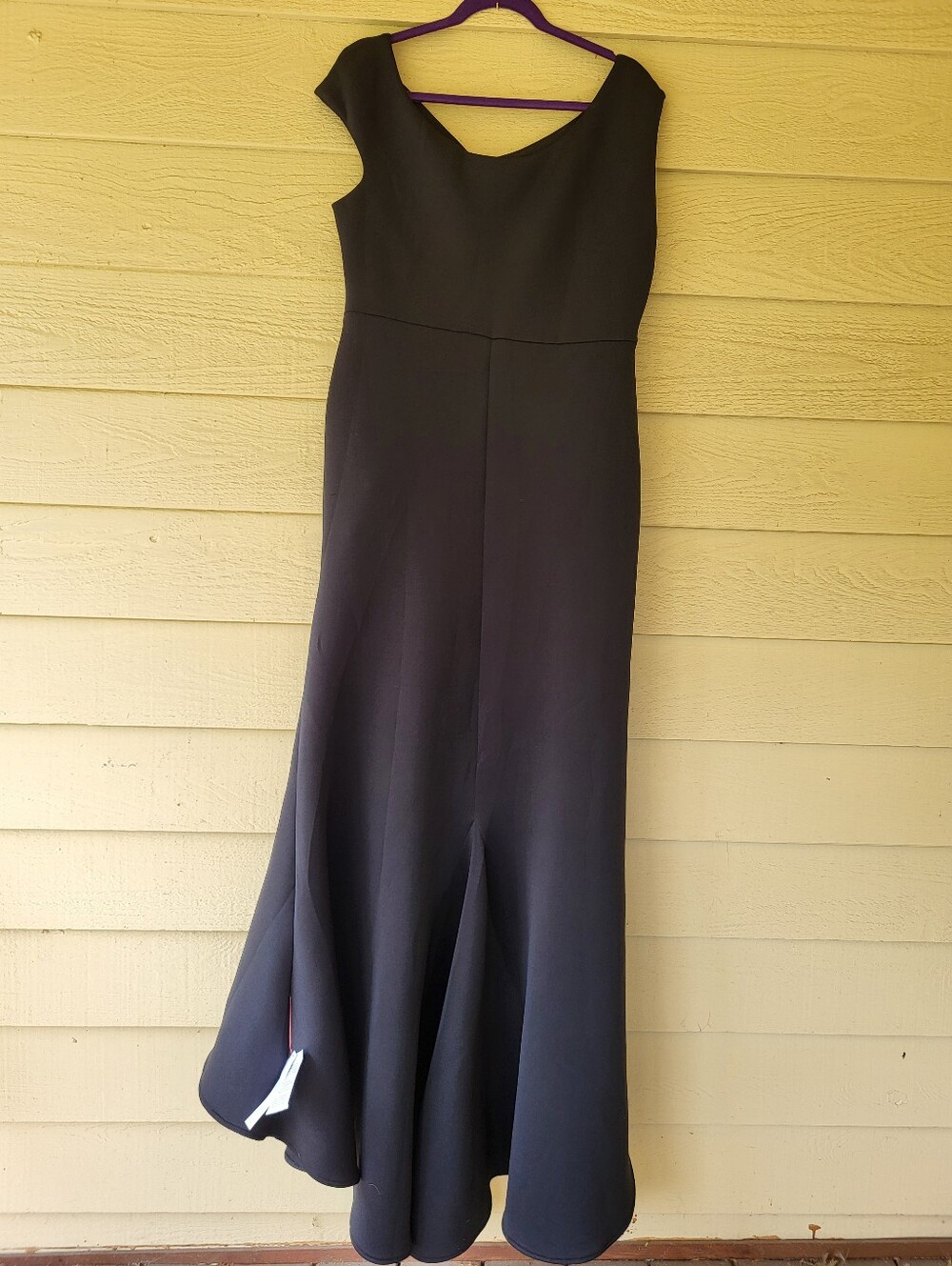 ASOS Black Sculpted Ruched Scuba Maxi Dress Size 14 NWT High-Low - Picture 2 of 16